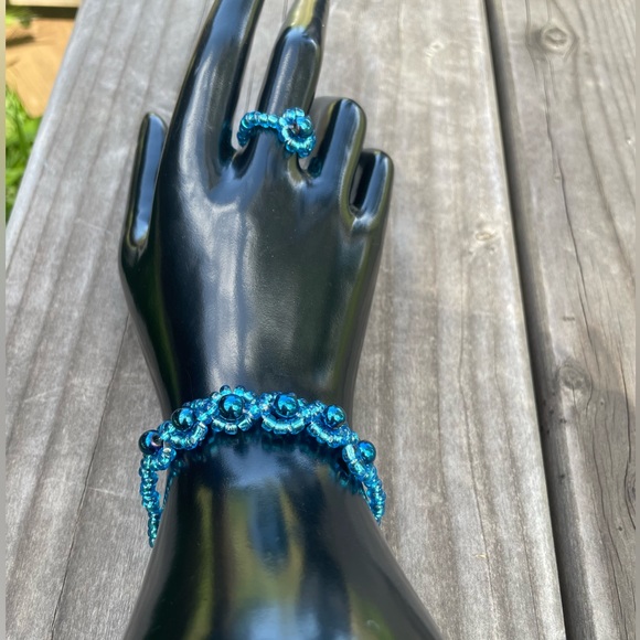 Light blue hematite choker necklace set - Picture 5 of 7